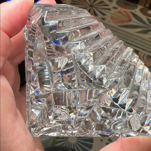 Vintage Waterford Crystal Lismore Diamond Paperweight Desk Clock - Picture 8 of 9